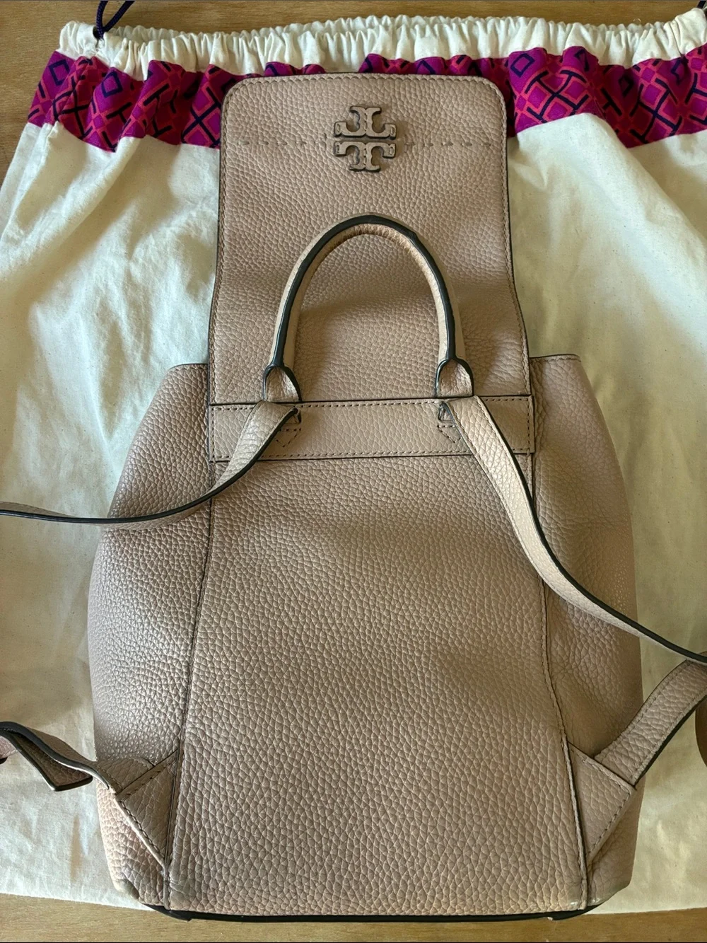 Tory Burch Blush Pink Leather Mini Backpack with Tassels